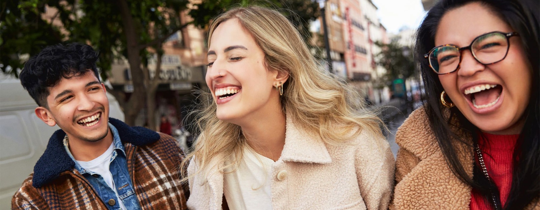 a group of people laughing