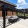 outdoor grills with pergola covered eating area