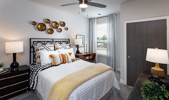 Modern Apartments carpeted bedroom with window